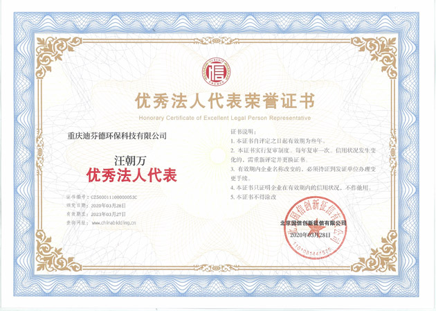 優(yōu)秀法人表榮譽(yù)證書